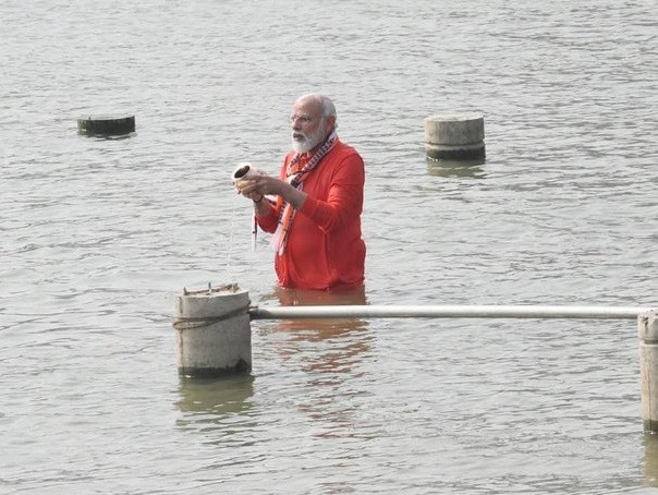 PM Narendra Modi takes dip in Ganga in Varanasi