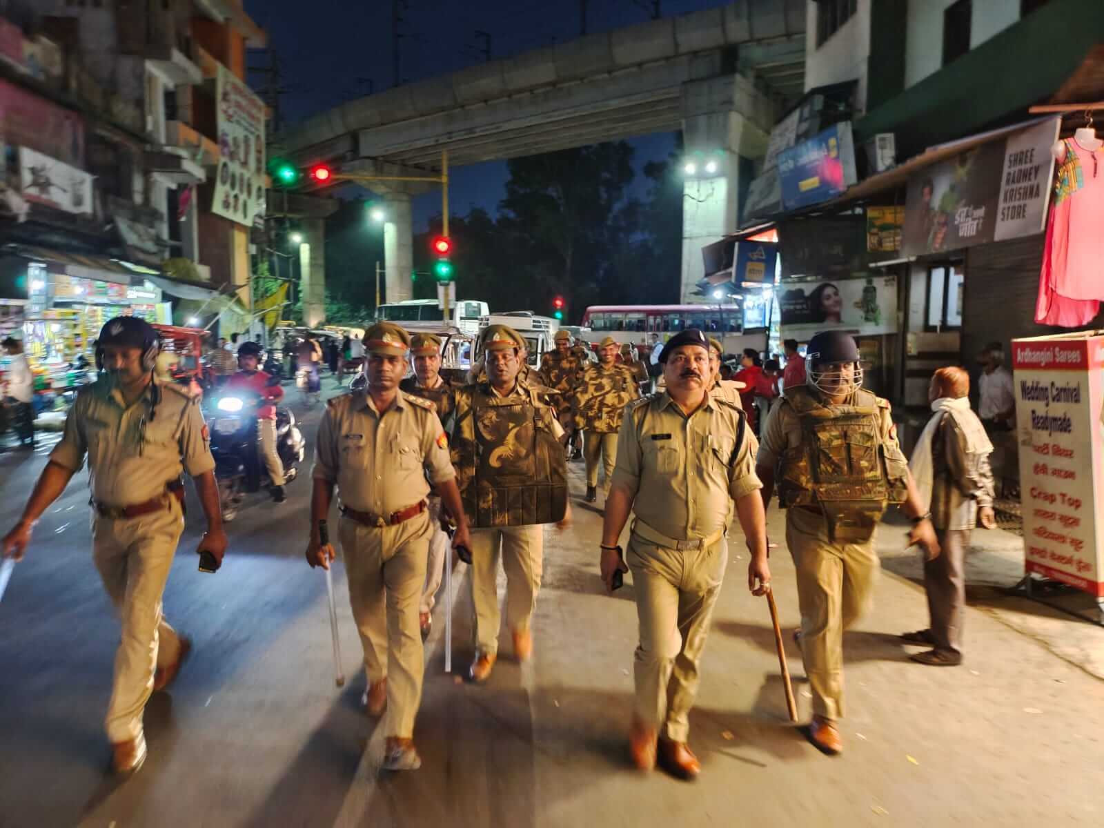 Lucknow police doing foot march
