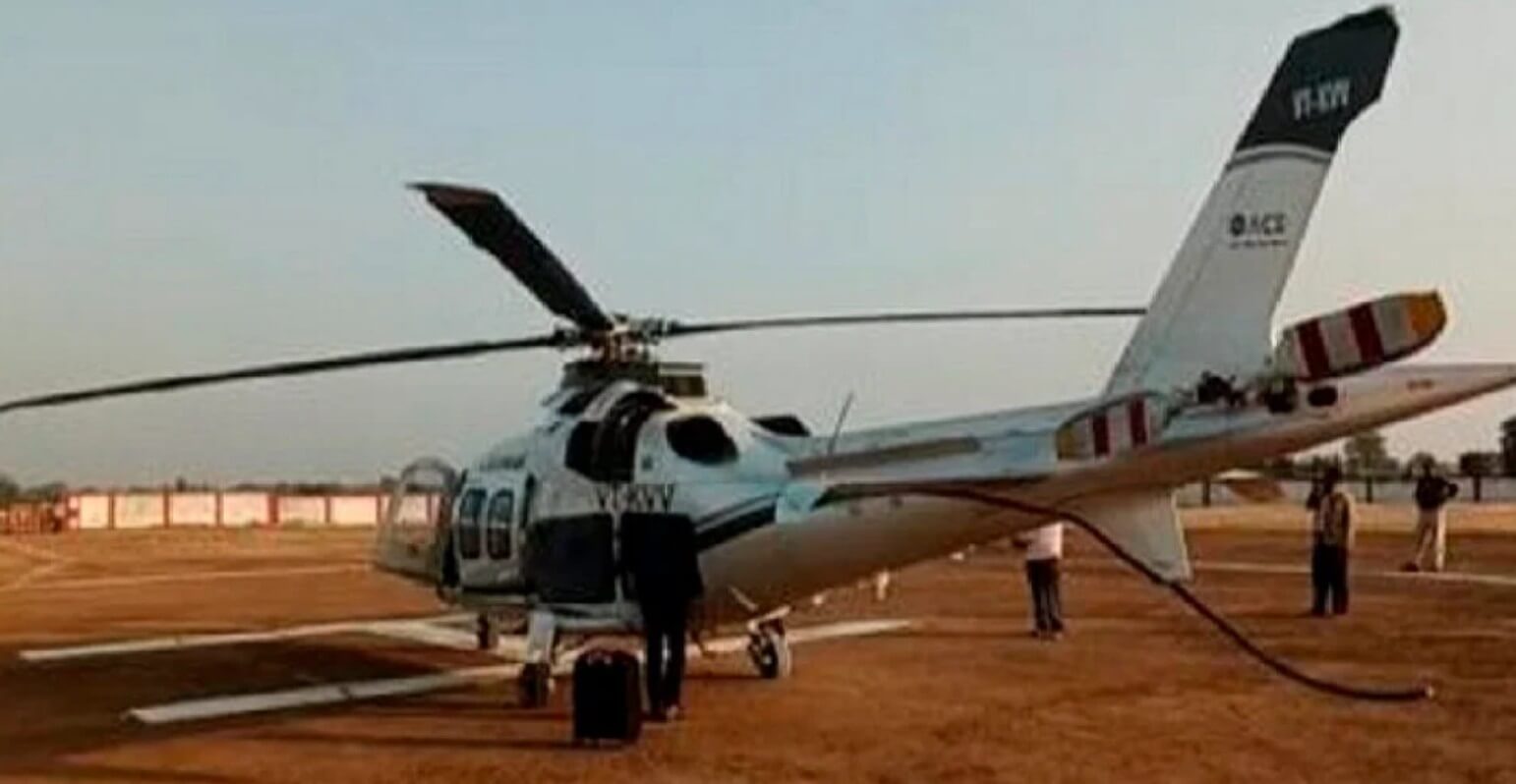 Emergency landing of chopper of CM Shivraj (1)