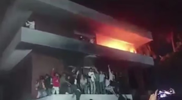 Sheikh hasinas father house set on fire in Bangladesh (1)