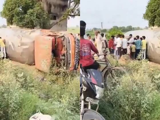 Baghpat Milk Tanker Overturns (1) (1)