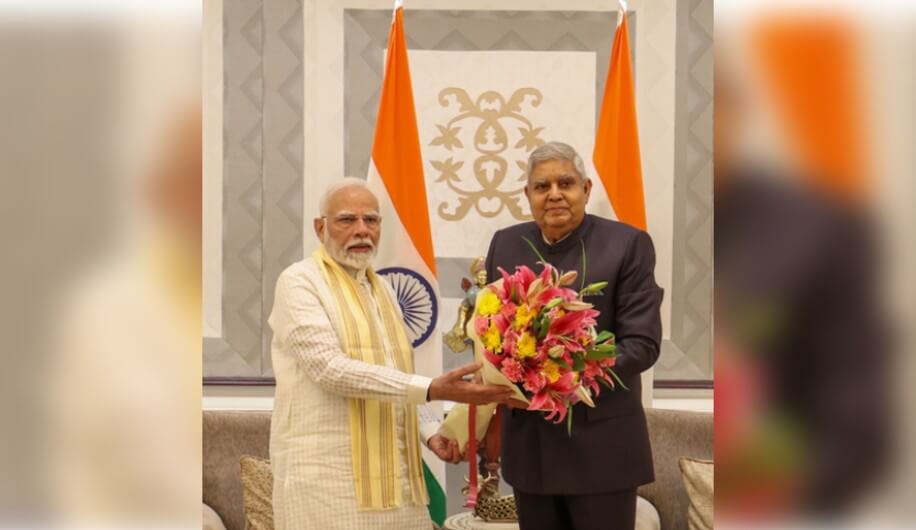 Narendra Modi and Jagdeep Dhankar IANS (1)