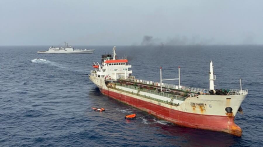 ship caught fire Arab Sagar IANS July 01 (1)