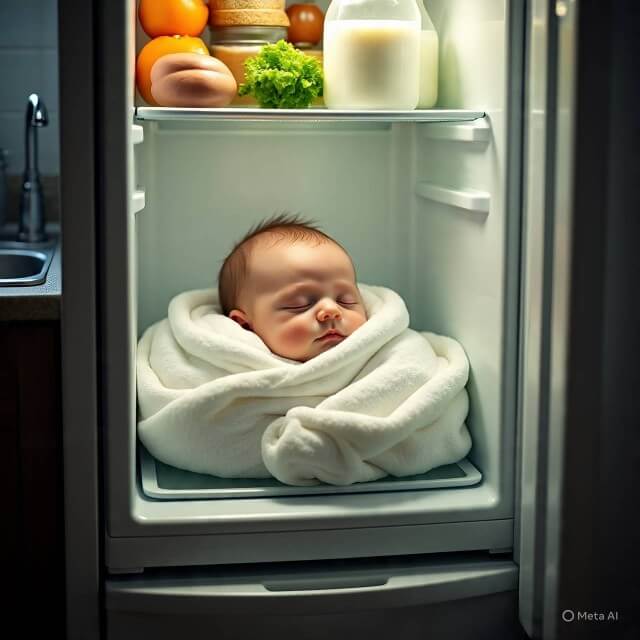 baby placed in fridge freezer (1)