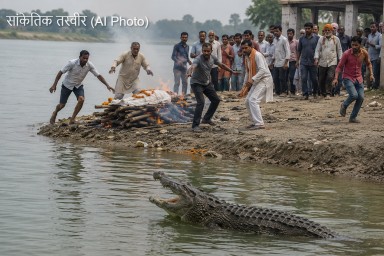 Crocodile at funeral