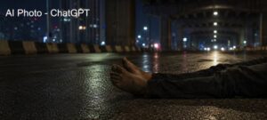 man under bridge