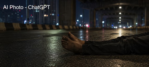 man under bridge