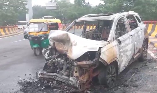 Fire in Moving Car