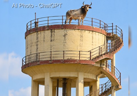 bull at water tank
