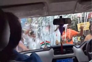 eggs hurled on the vehicle of Kunal Ghosh IANS (1)